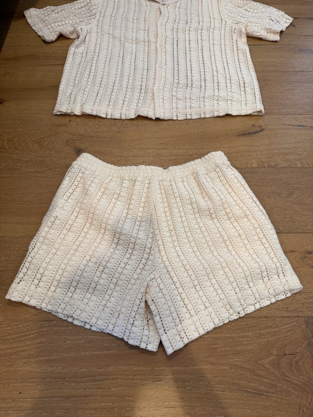 Zara Cream Crochet Top & Shorts Set - L/M - Picture 3 of 9